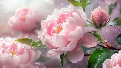마음을 달래주는 피아노와 함께하는 비와 꽃 스트레스 해소와 평온을 위한 편안한 소리